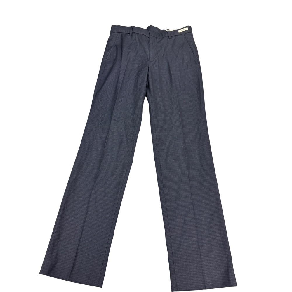 Jos. A. Bank Slim Fit Dress Pants Mens 32x32 Navy Blue Flat Front Micro Check